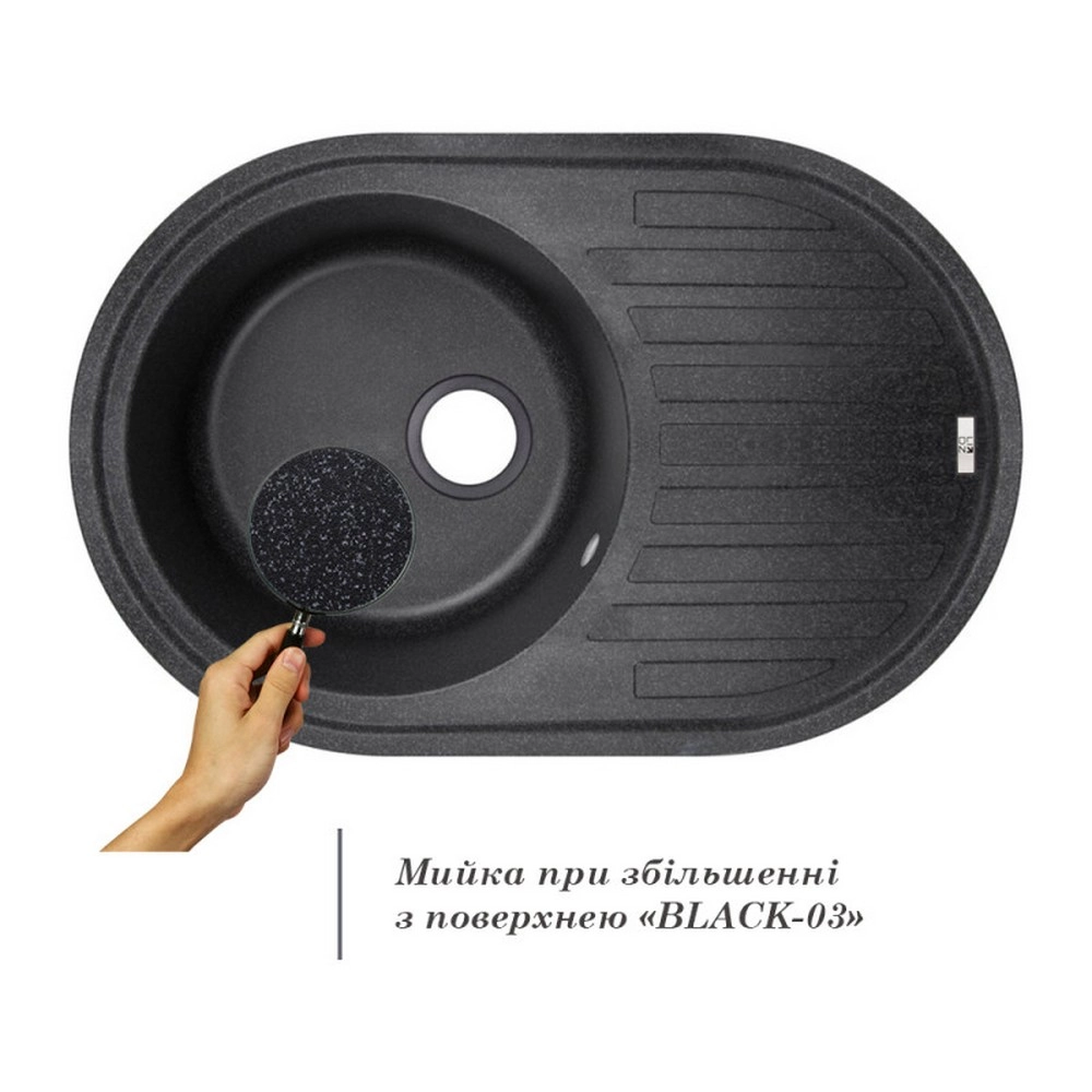 Кухонна мийка Lidz 780x500/200 BLA-03 (LIDZBLA03780500200) Фото - 2