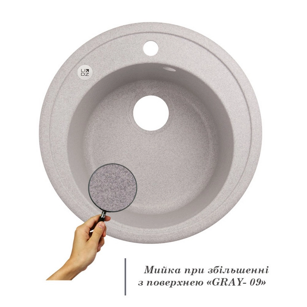 Кухонна мийка Lidz D510/200 GRA-09 (LIDZGRA09D510200) Фото - 2