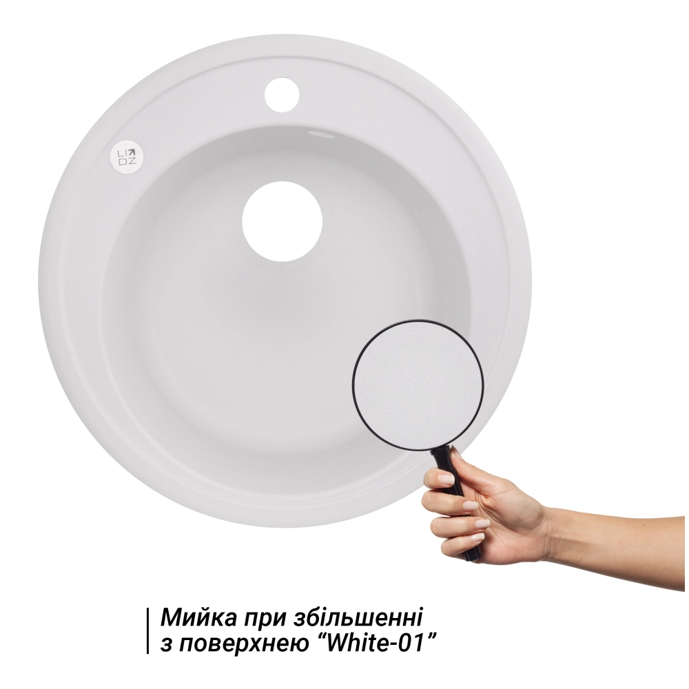 Кухонна мийка Lidz D510/200 WHI-01 (LIDZWHI01D510200) Фото - 2