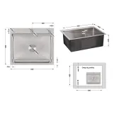 Мойка для кухни интегрированная Lidz Handmade H6050 (LDH6050BRU35371) Brushed Steel 3,0/1,0 мм Фото - 1