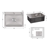 Мийка для кухні інтегрована Lidz Handmade H5845 (LDH5845BRU35384) Brushed Steel 3,0/1,0 мм Фото - 1