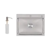 Мойка для кухни интегрированная Lidz Handmade H5845 (LDH5845BRU35384) Brushed Steel 3,0/1,0 мм