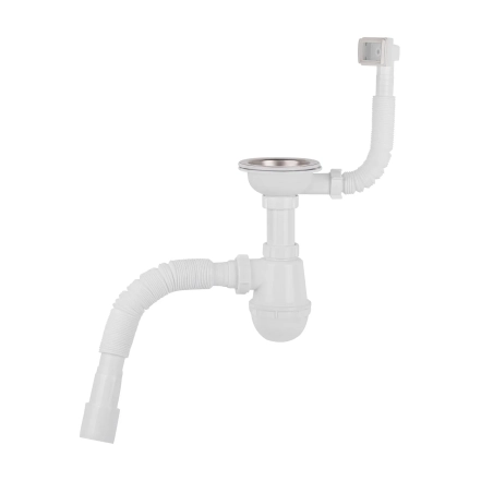 Сифон для кухонної мийки Lidz (WHI) 60 05 M001 01 EURO (вихід 50 мм)