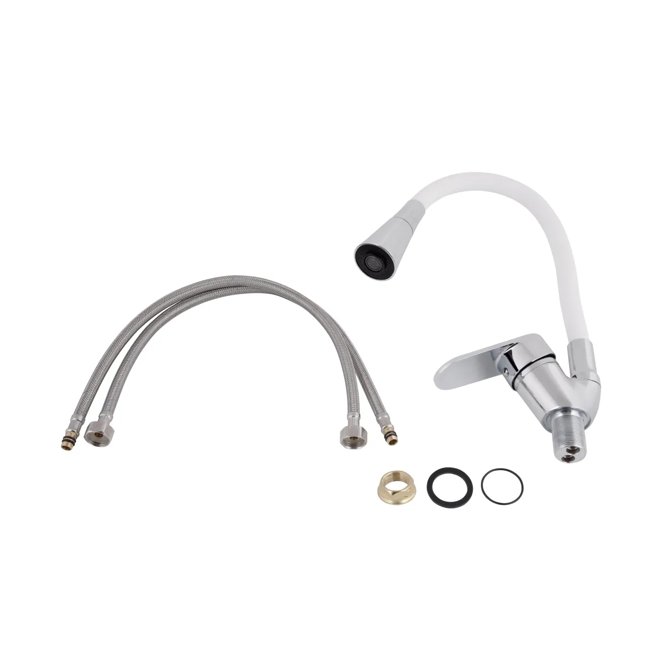 Змішувач для кухні Lidz Tani 008F3 з гнучким виливом (k40) LDTAN008F3WCR37037 Chrome/White Фото - 4