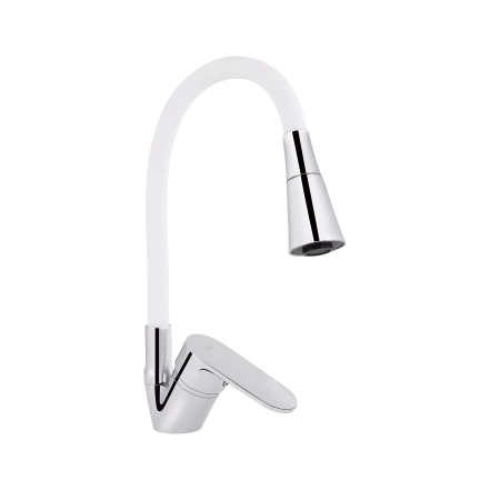 Змішувач для кухні Lidz Tani 008F3 з гнучким виливом (k40) LDTAN008F3WCR37037 Chrome/White