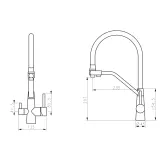 Смеситель для кухни Lidz Aria 020F3 с гибким изливом с подключением для питьевой воды (k35) LDARI020F3BNK37647 Black/Nickel Фото - 1