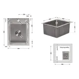 Мойка для кухни интегрированная Lidz Handmade H4050 (LDH4050BRU39258) Brushed Steel 3,0/1,0 мм Фото - 1