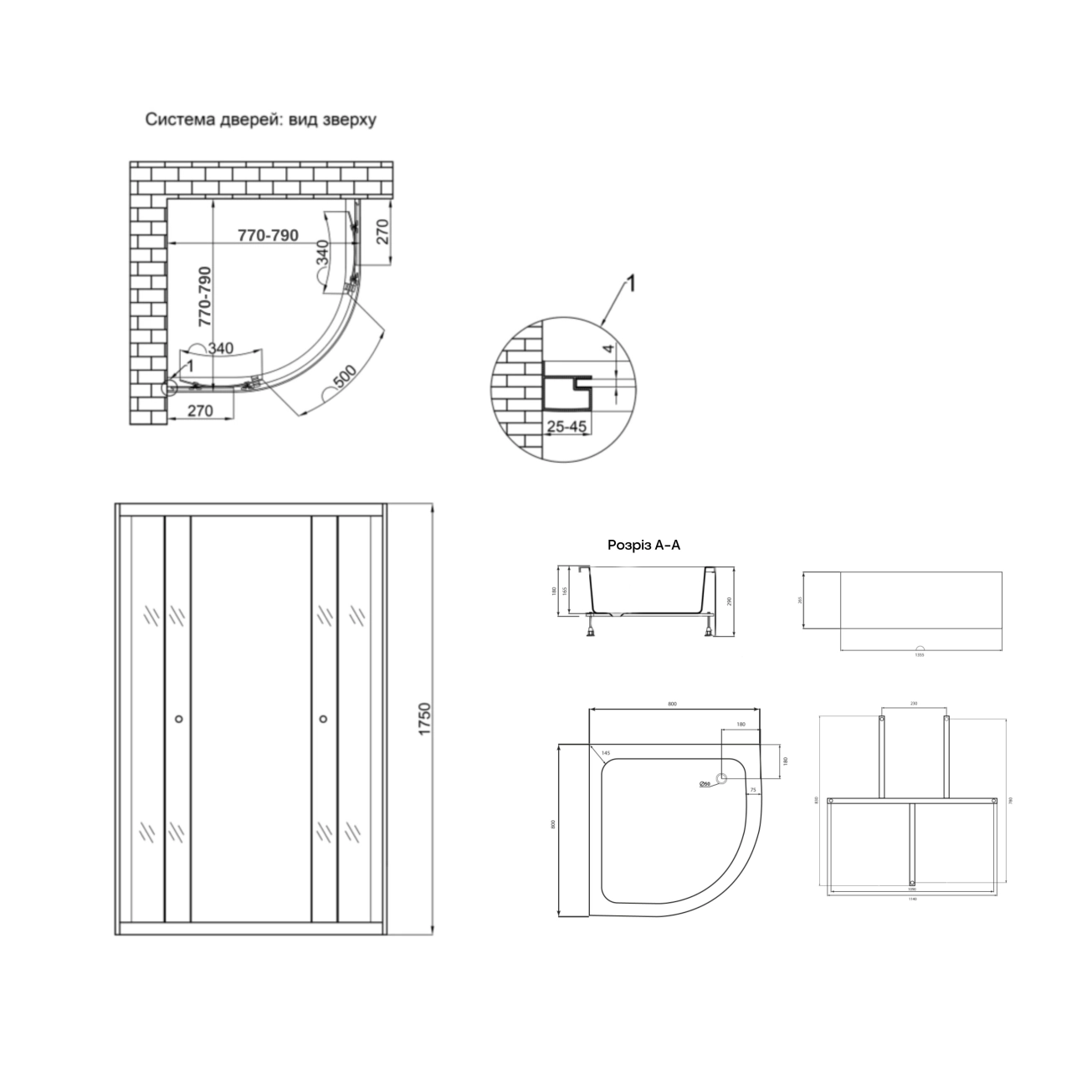 Душевая кабина Lidz Latwa SC80x80.SAT.MID.GR, стекло тонированное 4 мм без поддона Фото - 1