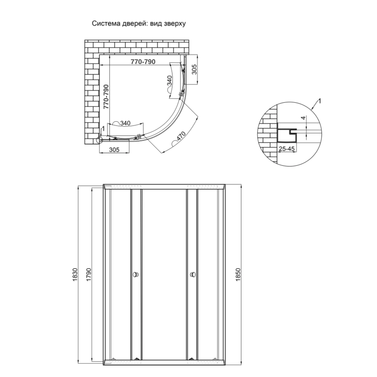Душова кабіна Lidz Latwa SC80x80.SAT.LOW.GR, скло тоноване 4 мм без піддона Фото - 1