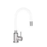 Смеситель для кухни Lidz Aria 015F3 с гибким изливом (k35) LDARI015F3WHI43362 White/Nickel