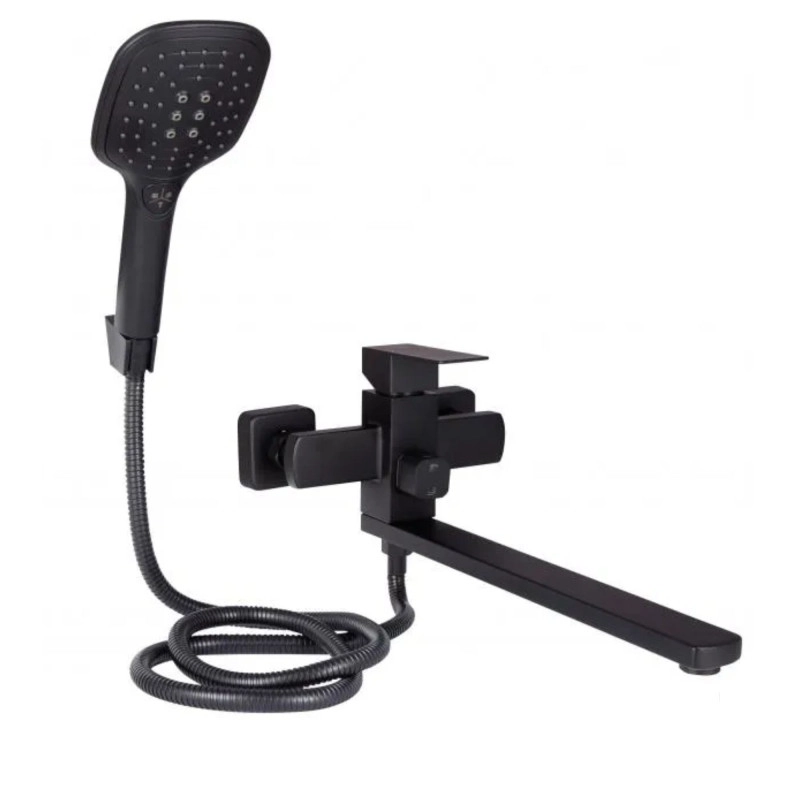 Смеситель для ванны Lidz Kubis 005 (с душевым гарнитуром) Black (SD00049501)