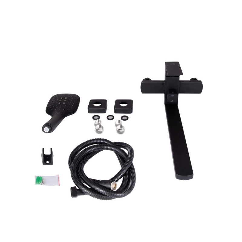 Смеситель для ванны Lidz Kubis 005 (с душевым гарнитуром) Black (SD00049501) Фото - 1