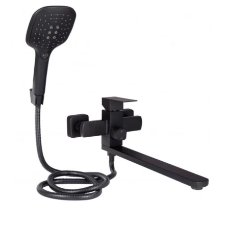 Змішувач для ванни Lidz Kubis 005 (з душовим гарнітуром) Black (SD00049501)