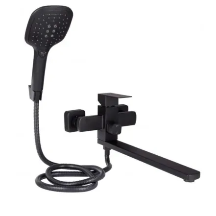 Змішувач для ванни Lidz Kubis 005 (з душовим гарнітуром) Black (SD00049501)