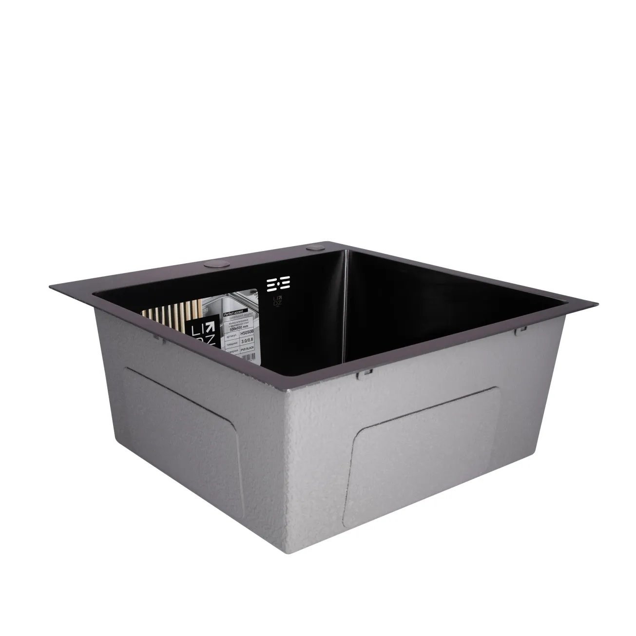 Мийка для кухні інтегрована Lidz Handmade H5050B (LDH5050BPVD43619) Brushed Black PVD 3,0/1,0 мм Фото - 2
