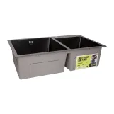 Мийка для кухні з двома чашами інтегрована Lidz Handmade H7843 (LDH7843BPVD45586) Brushed Black PVD 3,0/1,0 мм Фото - 2