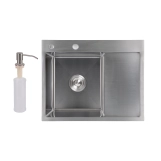 Мойка для кухни интегрированная Lidz Handmade H6350R крыло справа (LDH6350BRUR45587) Brushed Steel 3,0/1,0 мм