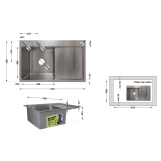 Мойка для кухни интегрированная Lidz Handmade H6350R крыло справа (LDH6350BRUR45587) Brushed Steel 3,0/1,0 мм Фото - 1