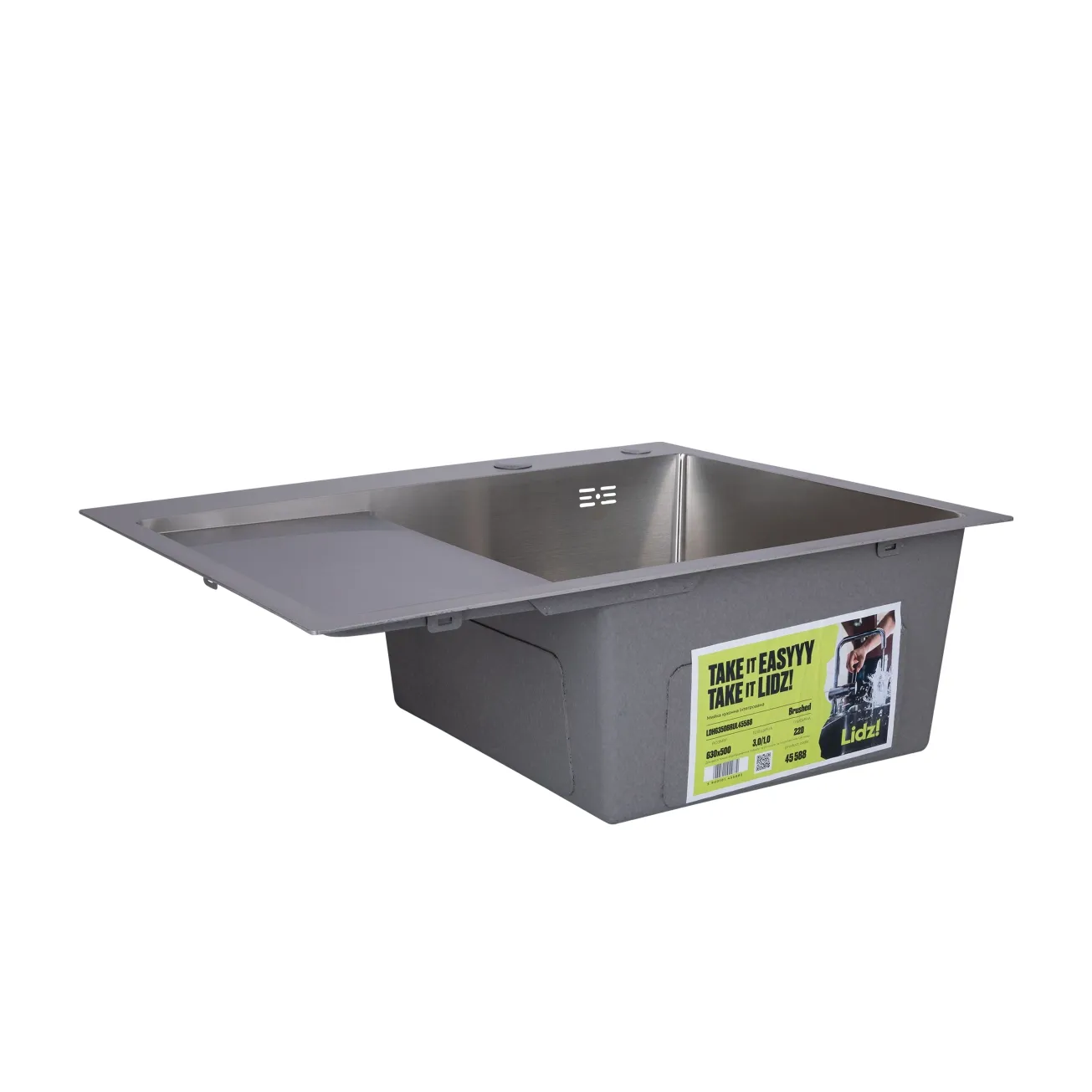 Мойка для кухни интегрированная Lidz Handmade H6350L крыло слева (LDH6350BRUL45588) Brushed Steel 3,0/1,0 мм Фото - 2