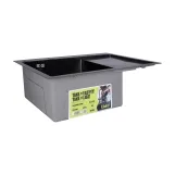 Мойка для кухни интегрированная Lidz Handmade H6350BR крыло справа (LDH6350BRPVD45590) Brushed Black PVD 3,0/1,0 мм Фото - 4