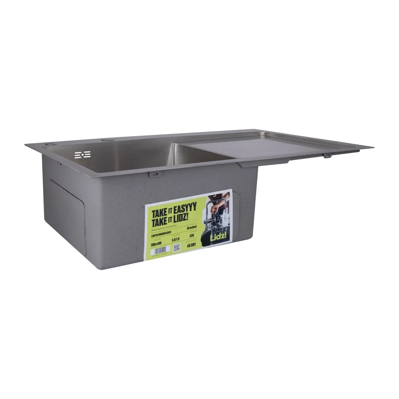 Мийка для кухні інтегрована Lidz Handmade H7849R крило праворуч (LDH7849BRUR45591) Brushed Steel 3,0/1,0 мм Фото - 2