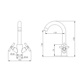 Смеситель для кухни Lidz Wind 161F двухвентильный LDWIN161FNNKS46098 Nickel Фото - 1