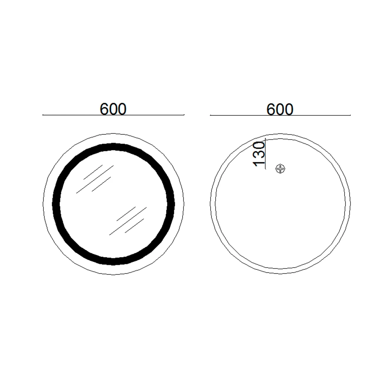 Дзеркало Lidz Aria R600 з LED-підсвічуванням Touch, з антизапотіванням, з димером, рег. яскравості LD78LR600 Фото - 1