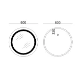 Дзеркало Lidz Aria R600 з LED-підсвічуванням Touch, з антизапотіванням, з димером, рег. яскравості LD78LR600 Фото - 1