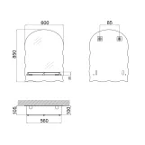 Дзеркало Lidz Anny 140.07.02 (1) 600х850х106 настінне з поличкою прямокутне з дугоподібним верхом та фігурними боками LD78AN6085 Фото - 1