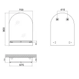 Зеркало Lidz Tani 140.07.03 (1) 700х900х110 настенное с полочкой прямоугольное с дугообразным верхом LD78TA7090 Фото - 1