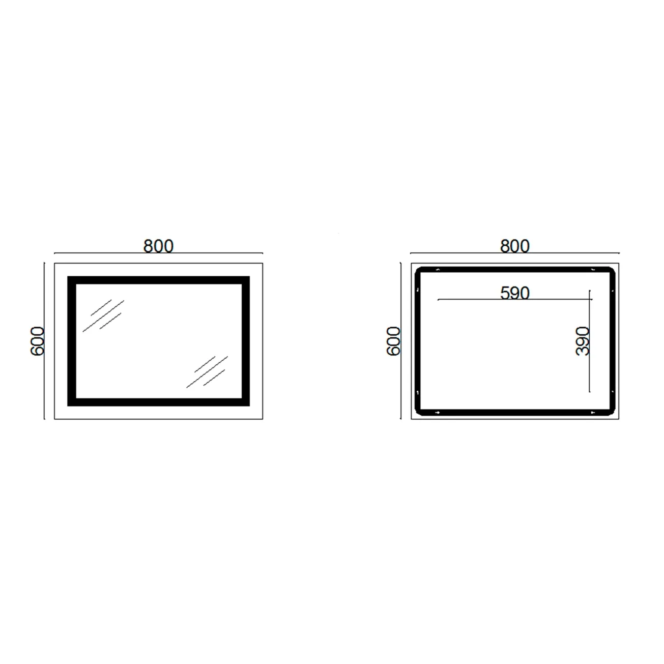 Зеркало Lidz Kubis 800х600 с LED-подсветкой Touch, с антизапотеванием, с димером, рег. яркости LD78LF9047400 Фото - 1