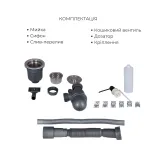 Комплект Lidz Handmade H6050B Мийка для кухні інтегрована BlackPVD у комплекті з дозатором + Lidz K01B Корзина для кухонної мийки Фото - 4