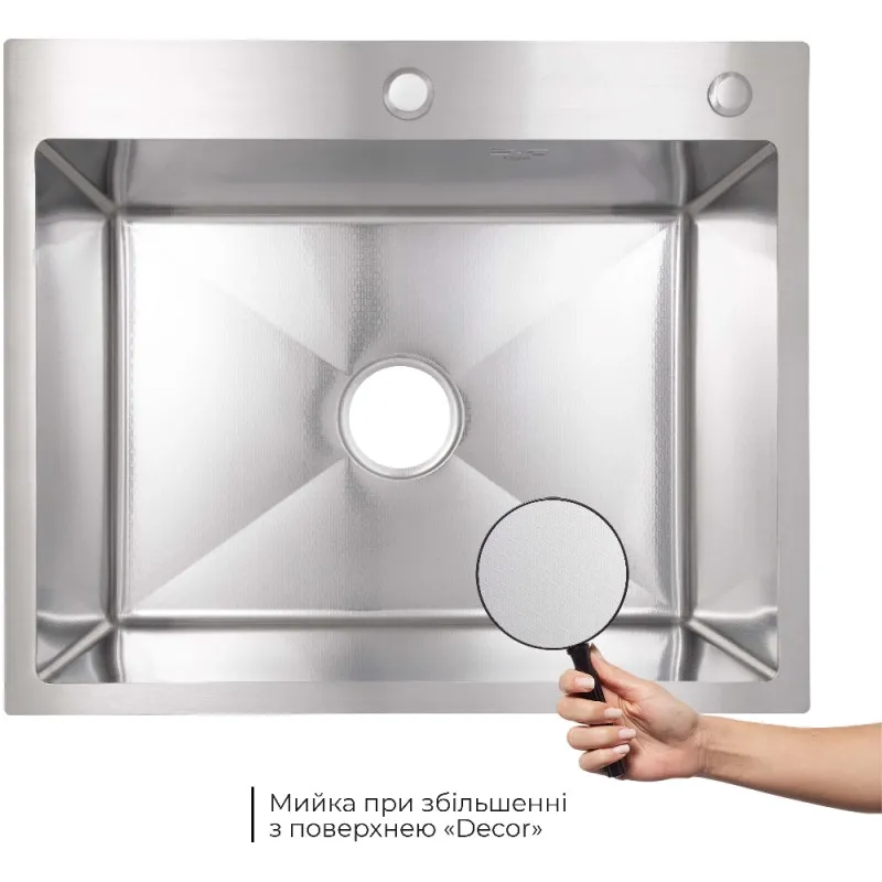 Мийка для кухні вбудована Lidz Handmade H6050H Decor Honeycomb 2,5/0,5 мм LDH6050DEC48370 (SD00054494) Фото - 2