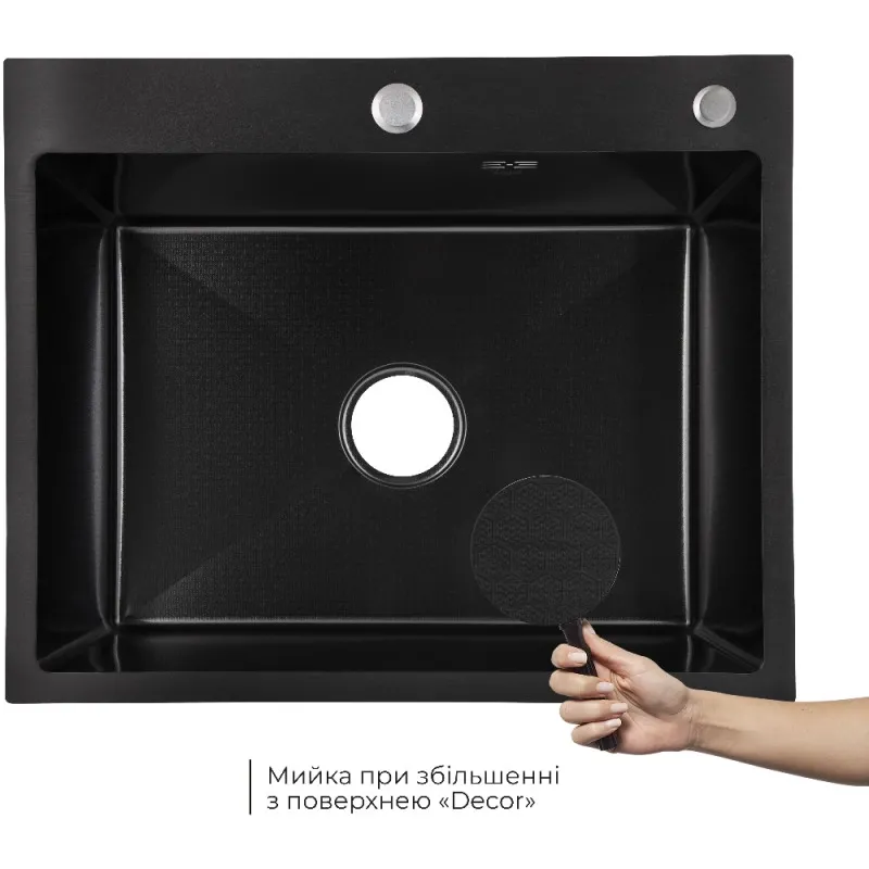 Мойка для кухни интегрированная Lidz Handmade H6050HB Decor Black PVD Honeycomb 2,5/0,5 мм LDH6050BDECPVD48371 (SD00054495) Фото - 2