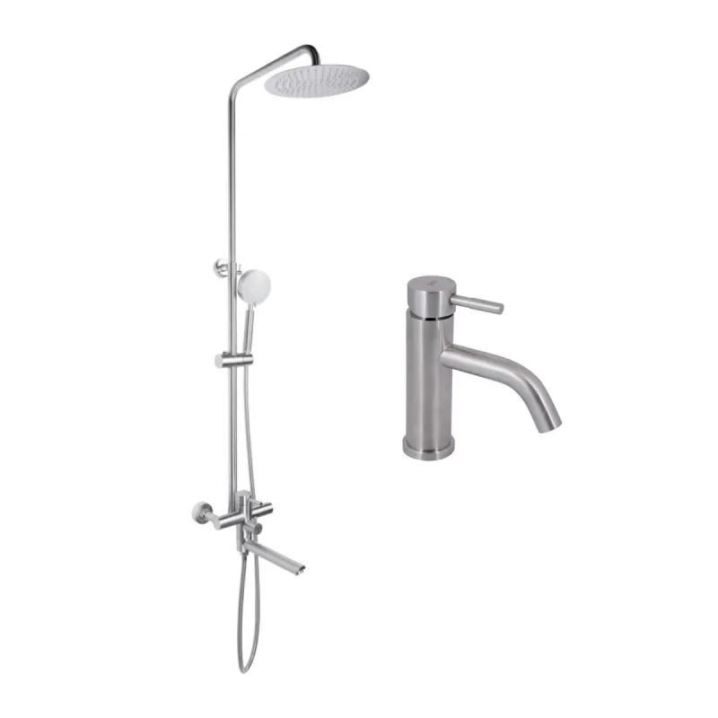 Комплект для душевой комнаты Lidz Aria 1033, Nickel + Смеситель для раковины Lidz Aria 0011F, Nickel (SD00054870)