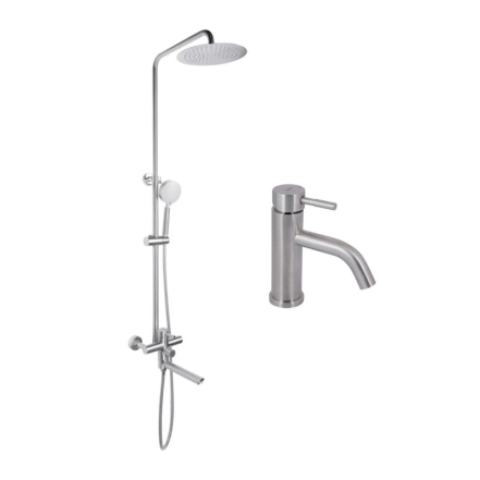 Комплект для душевой комнаты Lidz Aria 1033, Nickel + Смеситель для раковины Lidz Aria 0011F, Nickel (SD00054870)