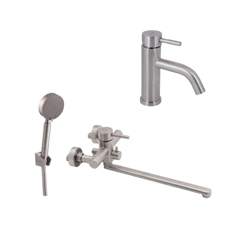 Комплект для ванної кімнати Lidz Aria 005, Nickel +Змішувач для раковини Lidz Aria 0011F, Nickel (SD00054871)