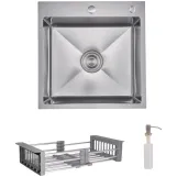 Комплект Lidz Handmade H5050H Мийка для кухні інтегрована Decor Honeycomb у комплекті з дозатором + Lidz K01G Корзина для кухонної мийки
