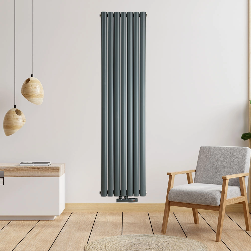 Трубчастий радіатор Luxrad Oval Double 1700x410 вертикальний антрацитовий Фото - 2
