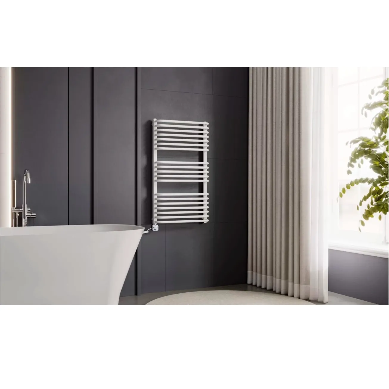 Полотенцесушитель электрический Luxrad Salto I 1200x430 белый 600W левый (SIN12004309003ELVW600) Фото - 2