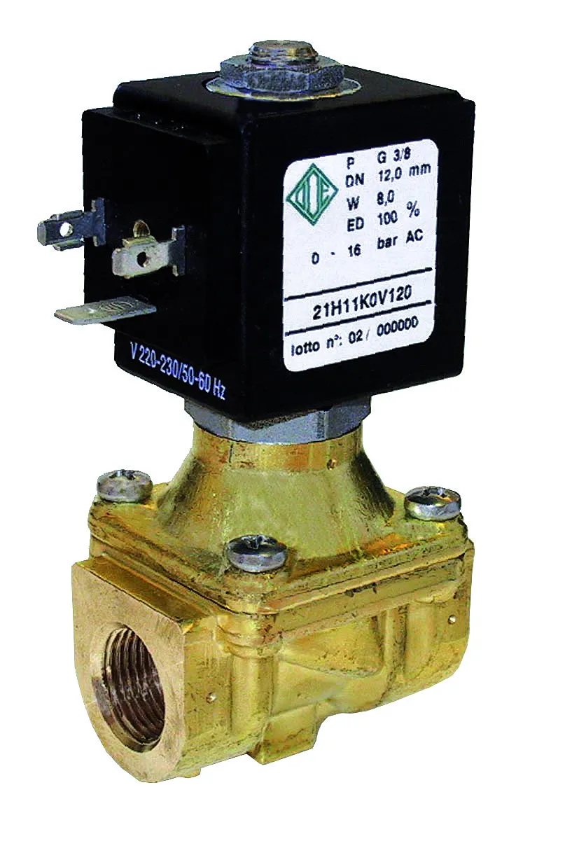 Клапан електромагн. 21H8KB120 НЗ, 1/2", Рвх-Рвих=0,1-20ат,  Тмакс. =90С, 220В