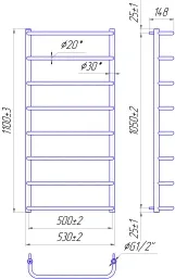 Водяной полотенцесушитель Mario Стандарт HP 1100x530/500 (1.3.0203.01.P) Фото - 1