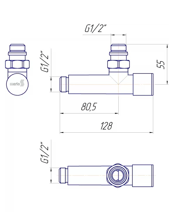 Крани кутові подовжені Mario G1/2″ білий глянець (4.0.0101.55.RAL) Фото - 3