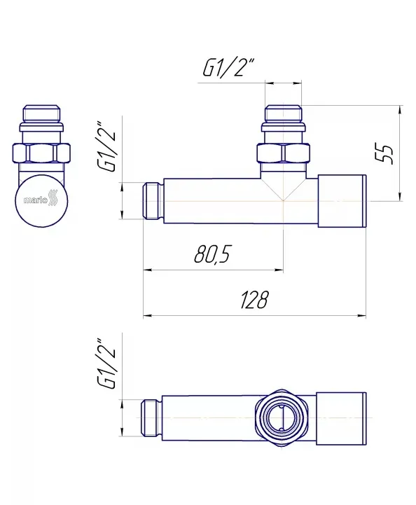 Краны угловые удлиненные Mario G1/2″ белый глянец (4.0.0101.55.RAL) Фото - 3