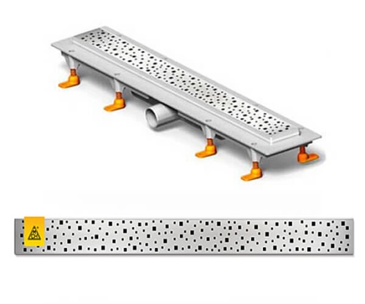 Душевой канал MCH CH-650S с решеткой "Квадраты" с горизонтальным фланцем