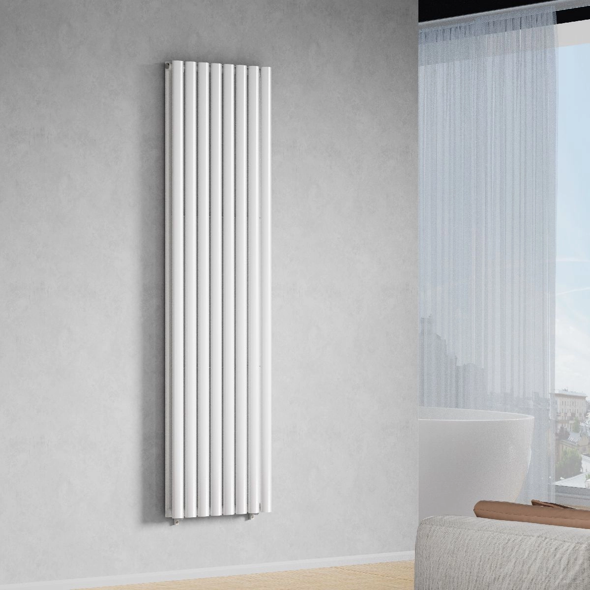 Вертикальный радиатор Navin Ellipse Double 480х1800-8, anticor, белый Фото - 4