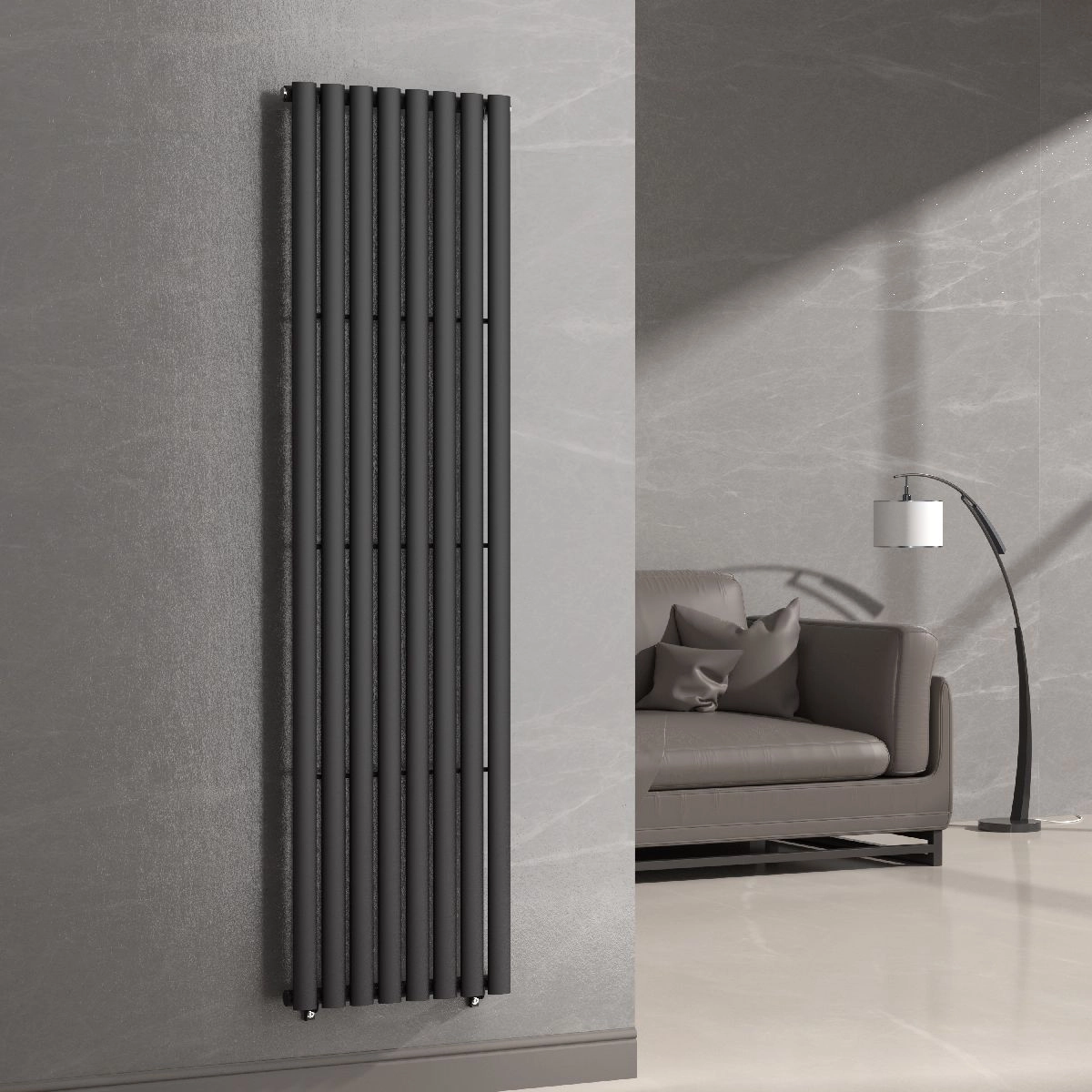 Вертикальный радиатор Navin Ellipse 480х1800-8, anticor, черный муар Фото - 4