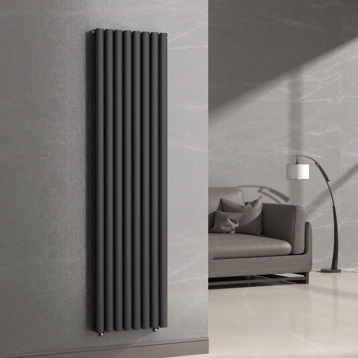 Вертикальний радіатор Navin Ellipse Double 480х1800-8, anticor, чорний муар Фото - 4