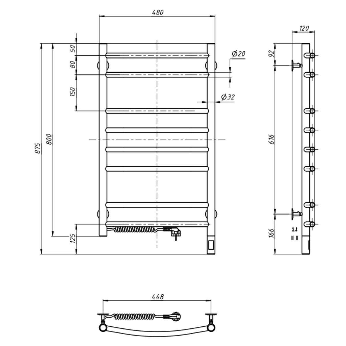 Рушникосушка Navin Камелія 480х800 Sensor ліва з таймером Фото - 3