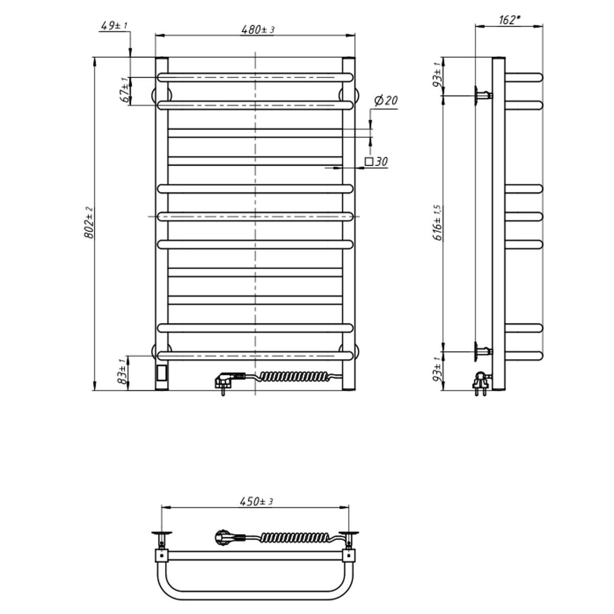 Рушникосушка  Navin Грандіс 480х800 Sensor правобічна з таймером Фото - 5